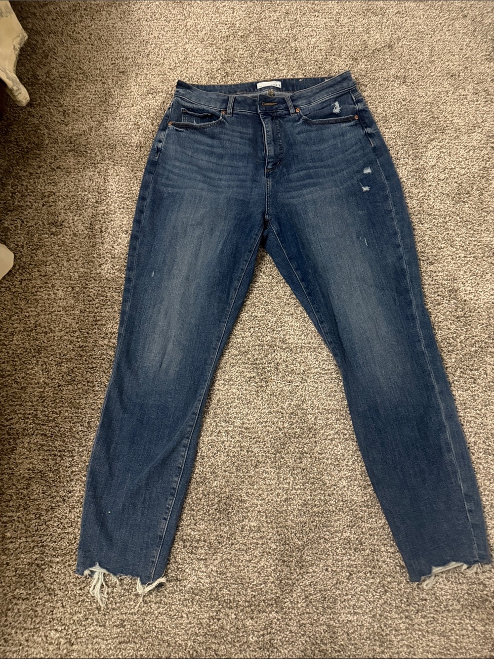 LOFT Dark Blue Distressed Ankle Jeans
